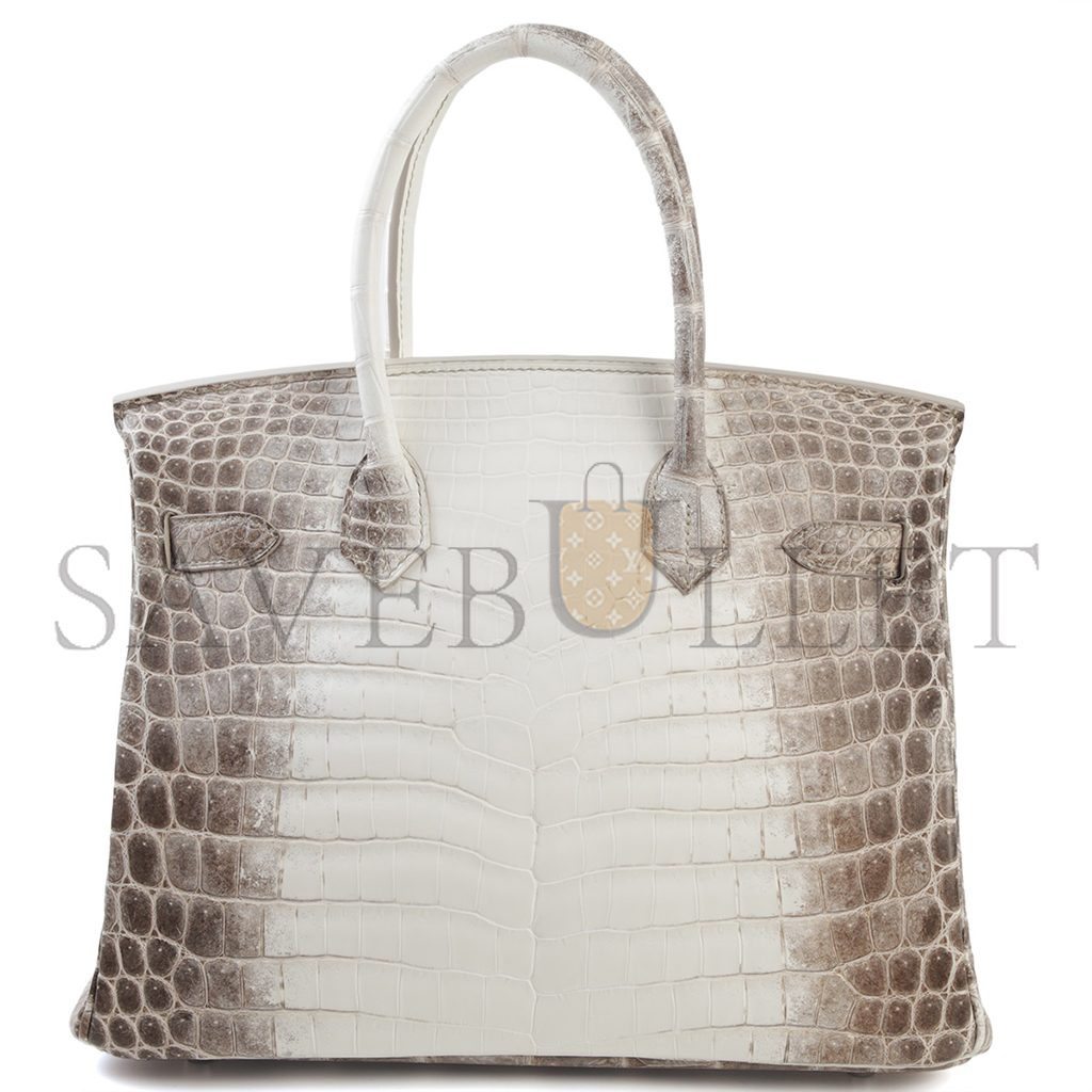 HERMÈS MASTER BIRKIN 25 CROCODILE LEATHER HIMALAYAN CROCODILE LEATHER SILVER BUCKLE H041354CKO8 (25*20*13cm)